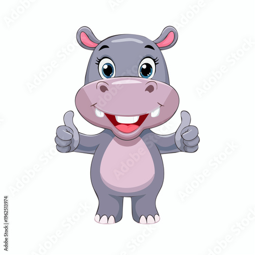 niedliches Nilpferd, Daumen hoch