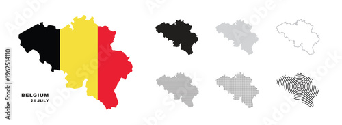 Set of isolated belgium maps. belgium flag overlaid with flag proportions. Maps and traveling around the world