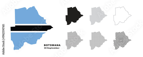 Set of isolated botswana maps. botswana flag overlaid with flag proportions. Maps and traveling around the world
