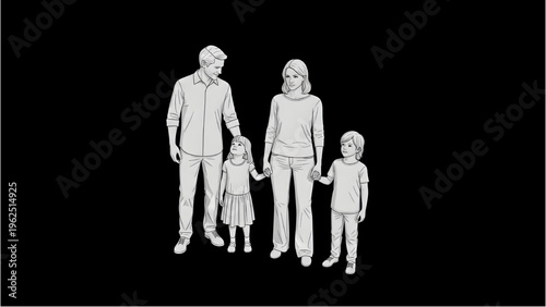 3D AutoCAD Human Figures – Family for Architectural Plans, Black Background, Technical Drawing