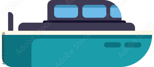 Powerboat flat icon illustrating marine transportation and summer vacation