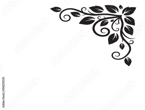 Leaf corner flourish silhouette elegant ornamental foliage for creative layouts 