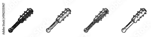 Sketch spiked club icon design set