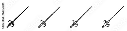 Sketch rapier icon design set