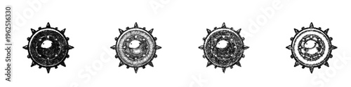 Sketch spiked shield icon design set