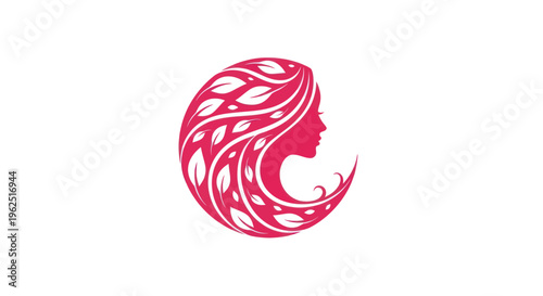 Woman silhouette with leafy hair design