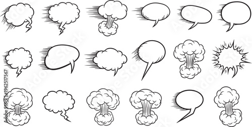 Comic speech bubbles and thought clouds collection for cartoonists and comic artists