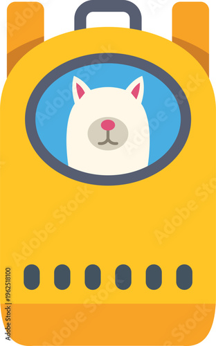 Yellow pet carrier backpack transporting a cute cat safely on a journey