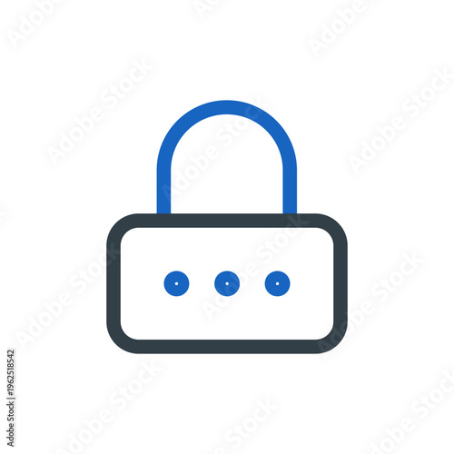 Secure password lock icon with minimalist design, featuring padlock and code dots. Perfect for cybersecurity visuals, login systems, UI interfaces, data protection, and digital security concepts.