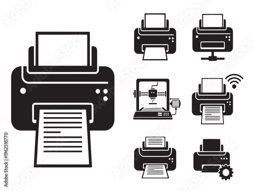 A printer and various printer icons