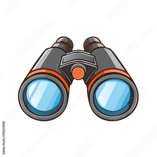 Binoculars illustration, an instrument for enhanced vision and observation. The image depicts a pair of binoculars designed for improved sight