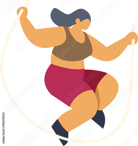 Woman jumping rope, embracing body positive fitness and active lifestyle