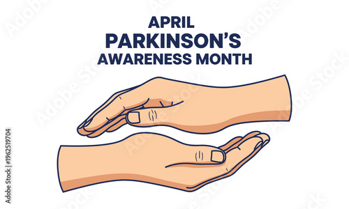 Parkinson's awareness month illustration with symbolic hands