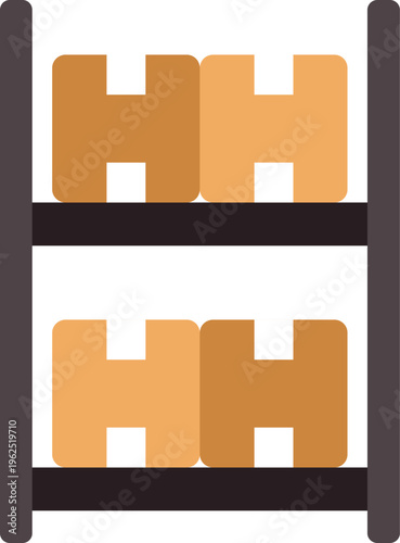 Shelves with cardboard boxes representing storage and logistics