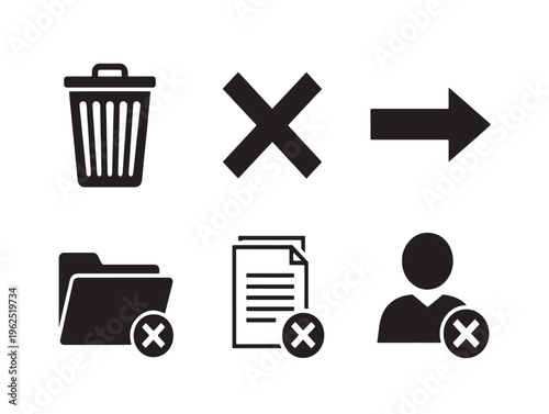 Icons for data removal and deletion