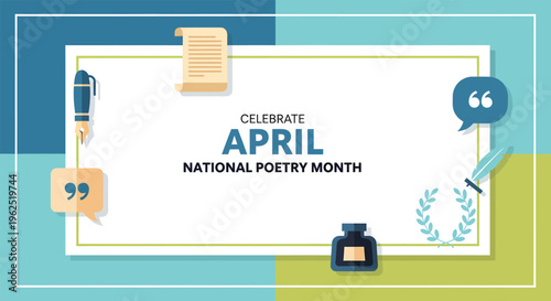 National poetry month celebration in april with poetry elements