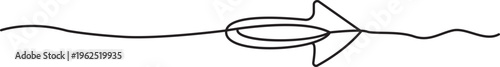 Hand drawn horizontal arrow integrated into continuous wavy line path