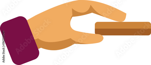 Hand holding a brown rectangular object, illustrating various financial concepts