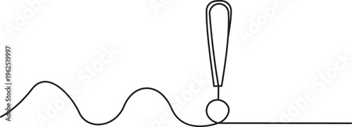 Exclamation mark with wavy line drawing on transparent background