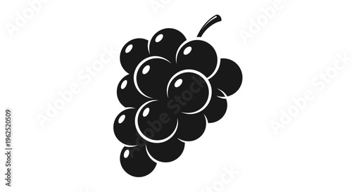 Black and White Grape Bunch Icon Vector Illustration