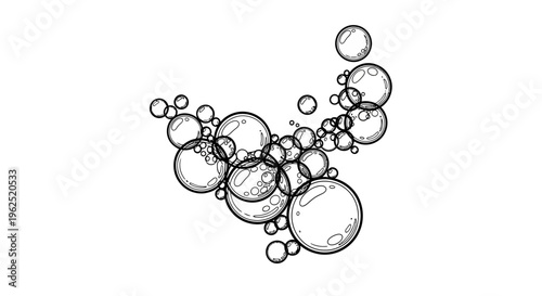 Black and White Hand Drawn Soap Bubbles Illustration