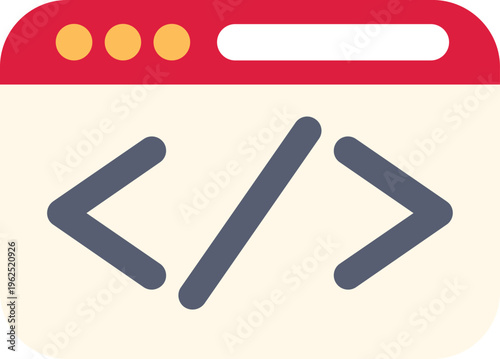 Browser window displaying a code symbol for programming and web development