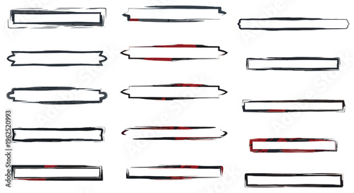 Collection of distressed grunge border frames and text boxes with rough edges