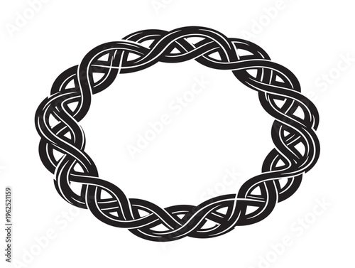 Elegant vine circle emblem silhouette with balanced decorative design 