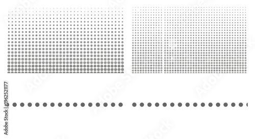 Abstract halftone dot pattern backgrounds with gradual fade and geometric grid