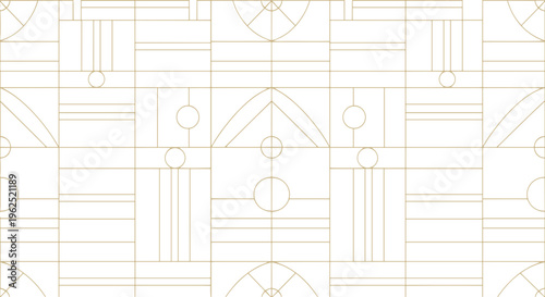 Elegant geometric pattern with thin gold lines on a white background art deco