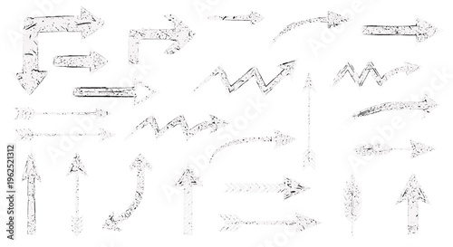Hand drawn arrow collection set sketch style directional symbols for navigation