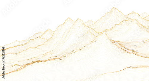 Abstract golden mountain range silhouette with sparkling glitter particles