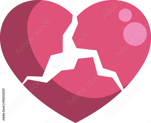 Broken heart icon representing love ending, relationship problems, and emotional pain
