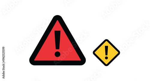 Free Download Two distinct warning signs, a large red equilateral triangle and a smaller yellow diamond, are positioned side-by-side. - GFXLoad