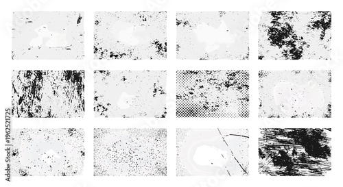 Collection of grunge textures and distressed overlays for graphic design