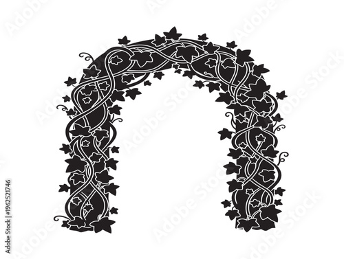 Ivy arch romantic natural vine silhouette decorative illustration 