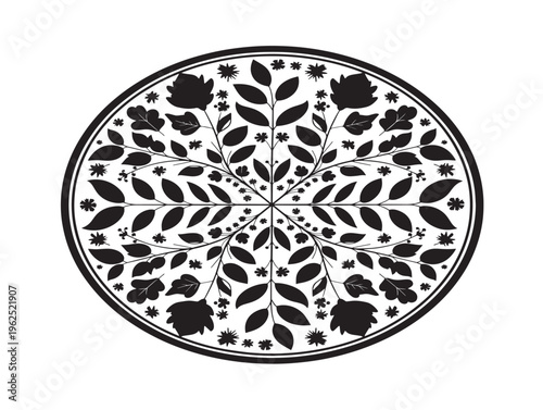 Botanical badge modern minimal plant silhouette logo design 