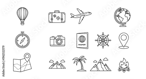 Black and white travel s in minimalist grid layout
