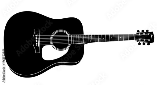 Black and white acoustic guitar side view with glossy finish