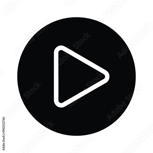 Play button solid black silhouette, flat vector design
