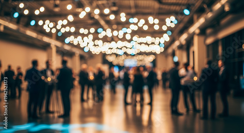Cinematic Corporate Networking – Out-of-Focus Professional Reception in Modern Hall