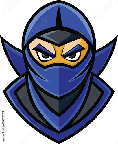 Blue and gold eagle head emblem with sharp beak and piercing eyes