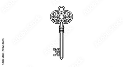 He shaped key with floral edges and central keyhole