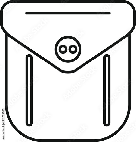 Minimalist black and white outline icon representing a small carry pouch with a flap closure