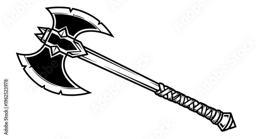 Medieval axe with star motif and curved blade