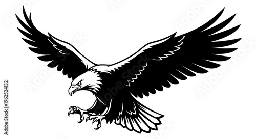 Majestic eagle soaring with wings spread and talons extended