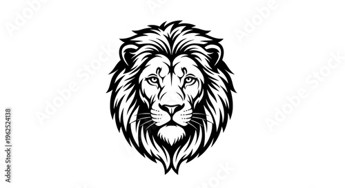 Fierce lion head with tribal mane flowing in wind