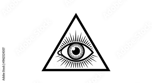 All seeing eye within triangle surrounded by radiant light rays