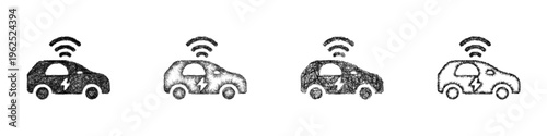 Sketch autonomous ev icon design set