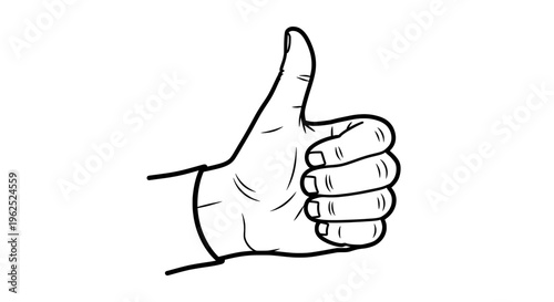 Simple black and white hand giving thumbs up gesture